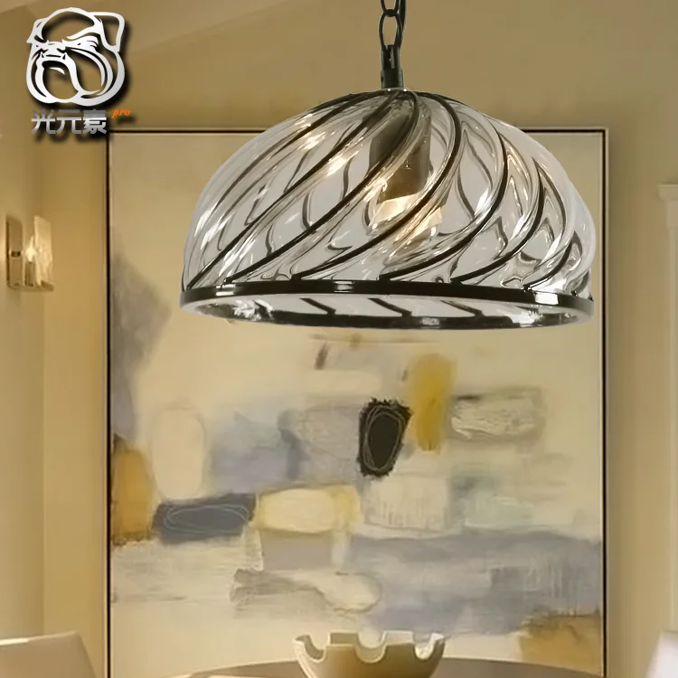

Loft Crystal Clear Dysmorphism Glass Iron Light Ceiling Lamp Cafe Dining Bar