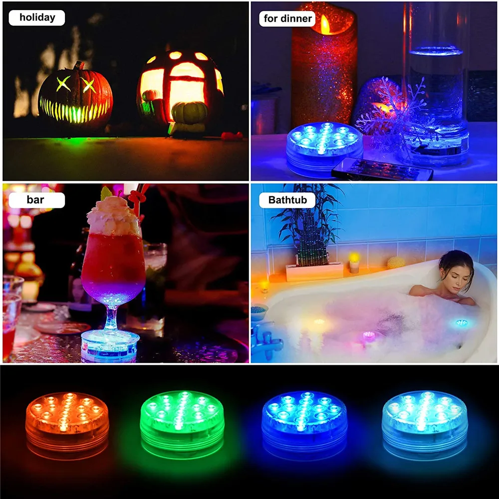 

16Colors Submersible 13 Led Light with Suction Cup USB Recharge Swimming Pool Underwater Night Lamp for Outdoor Garden Pond Vase