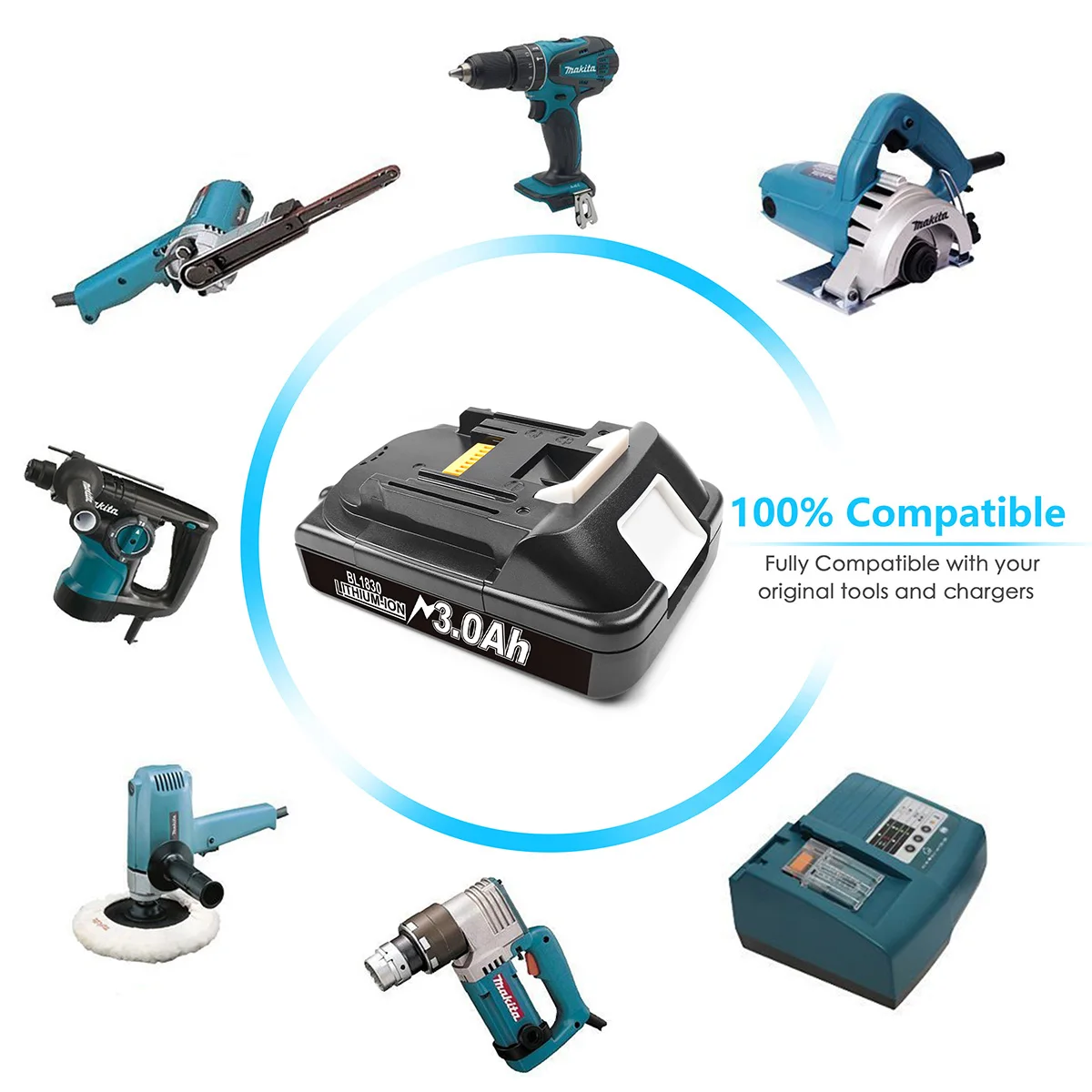 Литий-ионная аккумуляторная батарея Powtree BL1860 18 в 6000 мАч для Makita аккумулятор BL1840