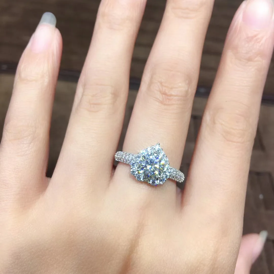 

925 Sterling Silver Heart shape Diamond Open Rings For Women Wedding Engagement Bridal Jewelry Elegant Ring Fashion Accessories