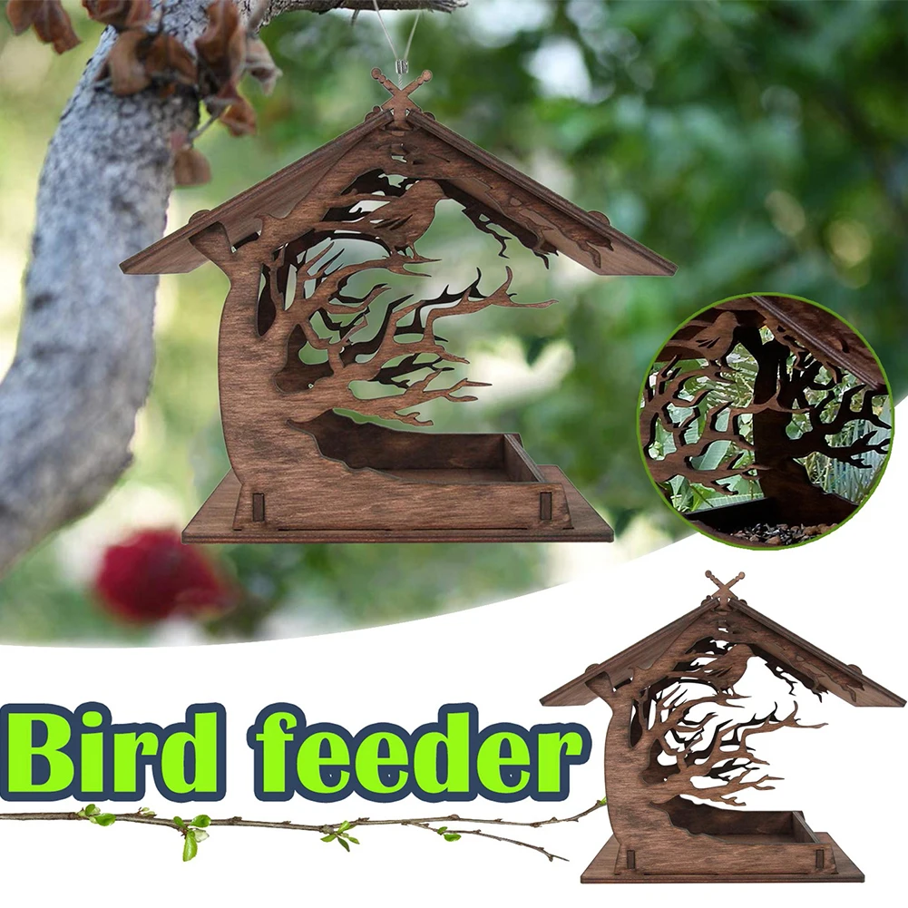 

Tree-Shaped Hanging Bird Feeder House with Wide Opening Decoration Tree Garden Yard Porch for Various Bird Nest Cross-border