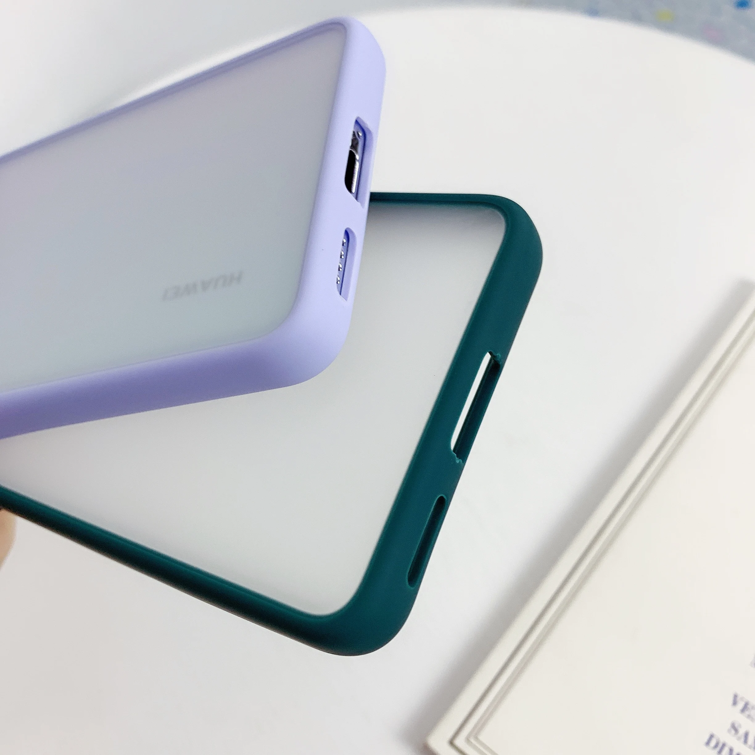 

Phone Case For Huawei P40 Lite P30 Pro Mate 30 Pro Nova 7i 6 7 SE Slide Camera Lens Protection Candy Color Clear Back Cover