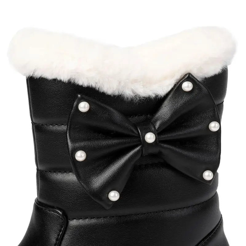 ZALAVOR Для женщин бантом толстая подошва теплые зимние ботинки Туфли без каблуков