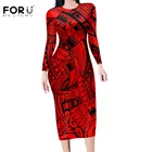 FORUDESIGNSмодные Гавайские полинезийские племени с принтом, женские сексуальные длинные топы, облегающее Повседневное платье-карандаш Вечерние Vestidos Mujer