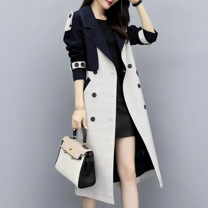 

Trench Coat Womens 2020 Spring Autumn Slim Ladies Elegant Fashion Clothes Long Length Windbreaker Patchwork Causal Coats W129