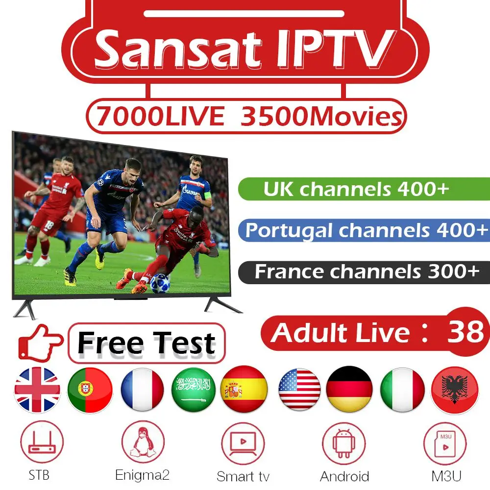 GOTIT Sansat Великобритания IPTV подписка Испания США Пособия по немецкому языку IPTV ip-телевидение с албанским каналом арабский взрослой жизни и VOD для MAG M3U Enigma2 Android ×××
