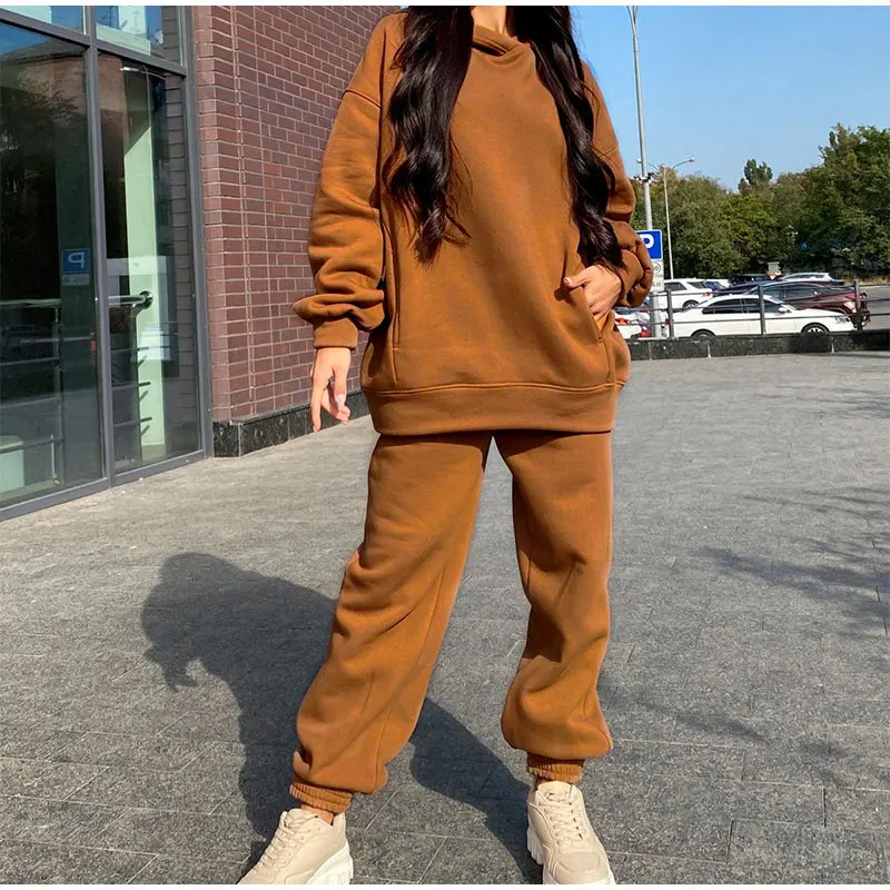 

SOISOU New Warm Casual Women's Suit Sports Women Clothing LOOSE Comfortable Hooded Women's Home Clothes Sportswear 8 Colors