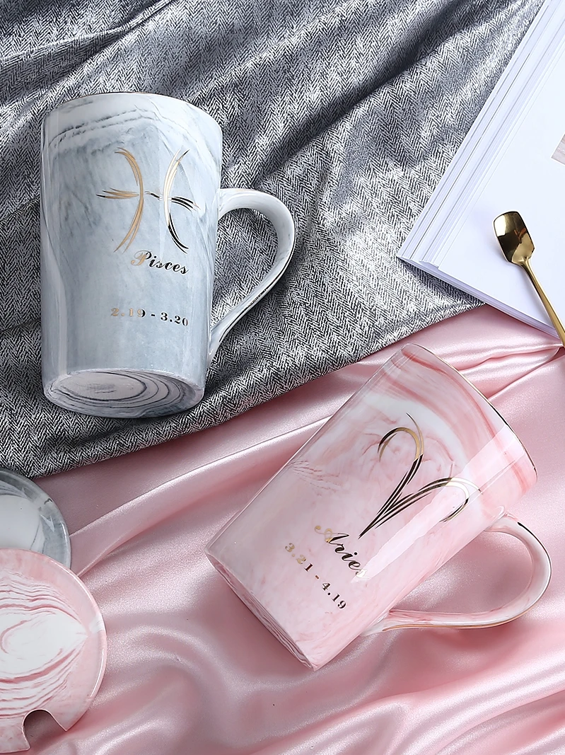 Кружка OUSSIRRO из натурального мрамора с 12 созвездиями керамическая кружка розовым