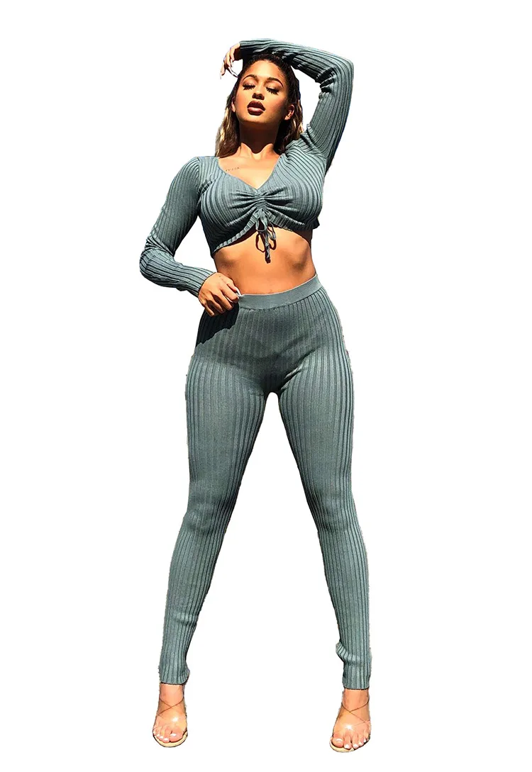 

Комплект одежды Zoctuo Женский, короткий топ и длинные брюки, модный однотонный Соблазнительный комплект из двух предметов для тренировок, на ...