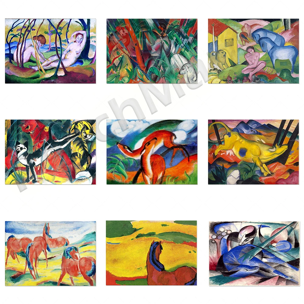 

Franz Marc's dream, exhibition prints, colorful wall decorations of German expressionist art, abstract painting posters