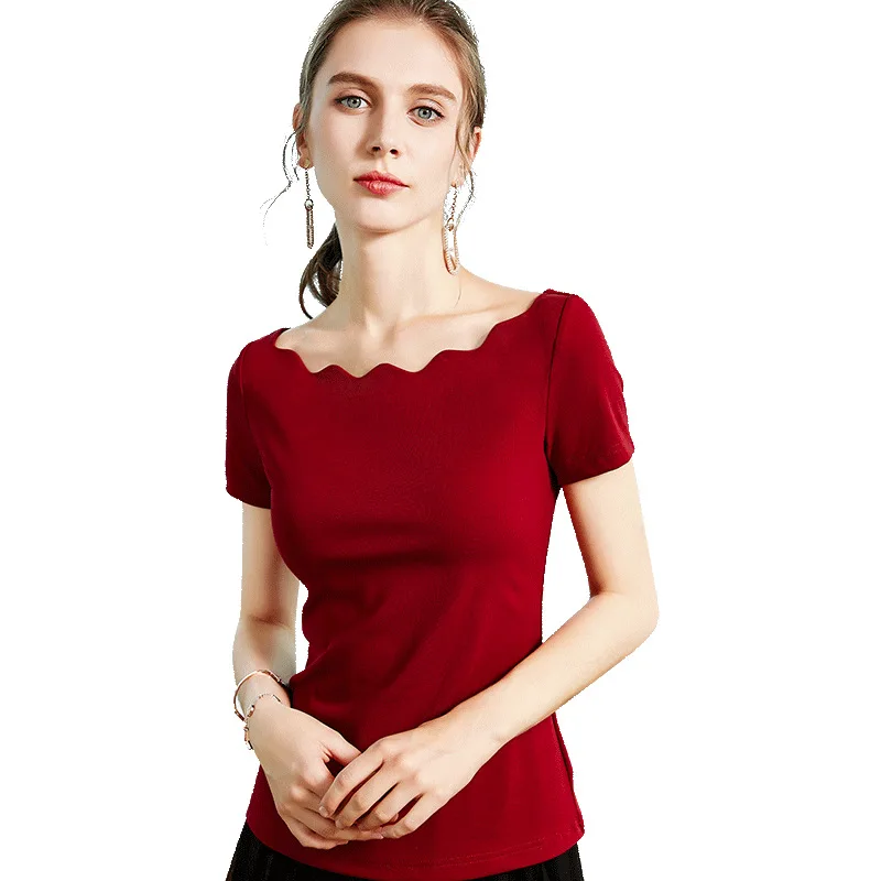 Тонкая футболка женская 2020 летняя Новинка с коротким рукавом нишевый дизайн