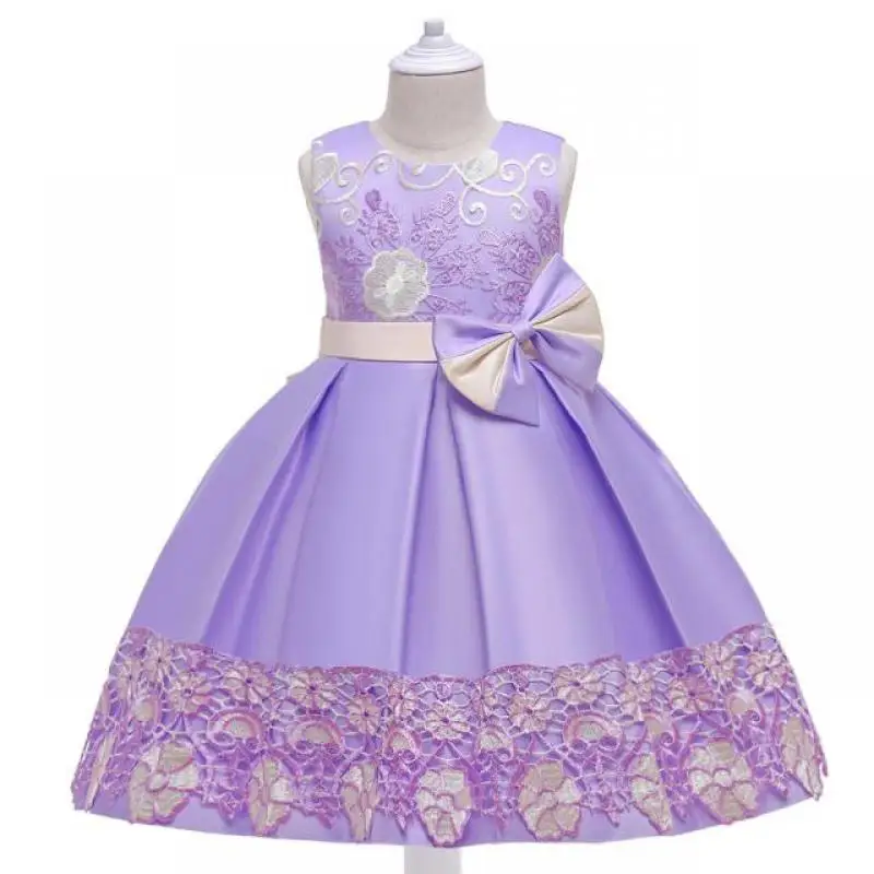 

Children Clothes Wedding Elegant Evening Dress Flower Kids Birthday Party Dress for Girls Bow Embroidery Princess Dresses 3-10 Y