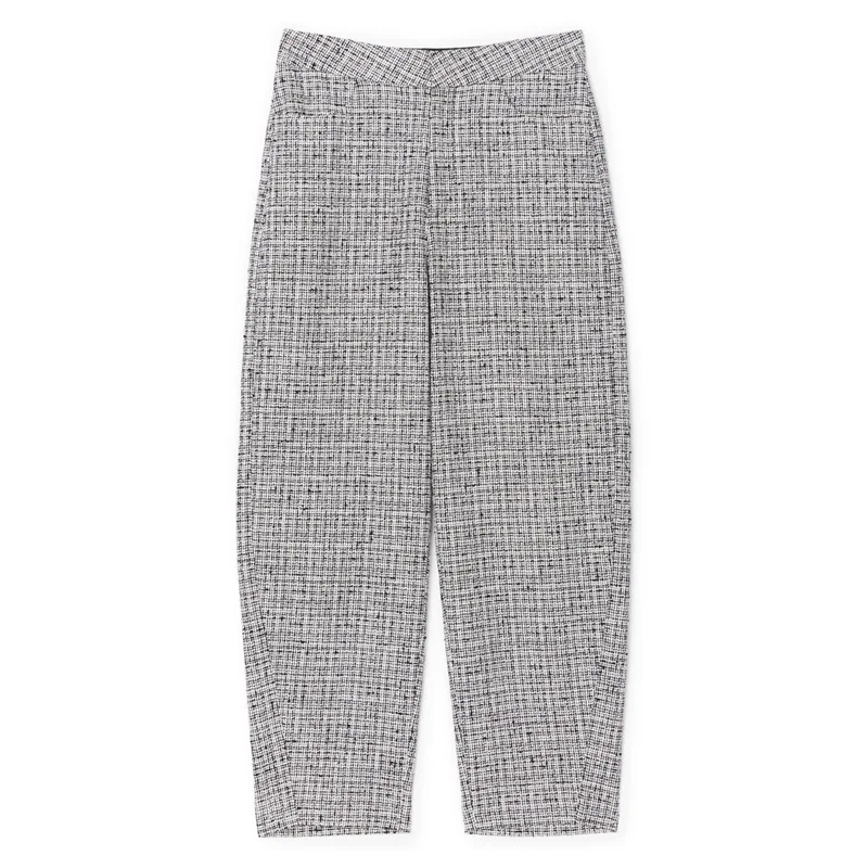 Women Pants Black and White Tweed Curved Casual Pants Women
