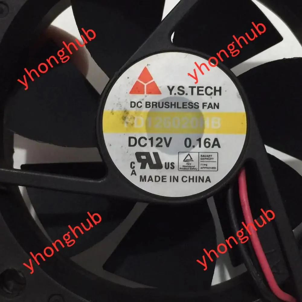 Вентилятор охлаждения сервера Y.S TECH FD126020HB 12 В постоянного тока 0 16 А 2 провода 60x60x20