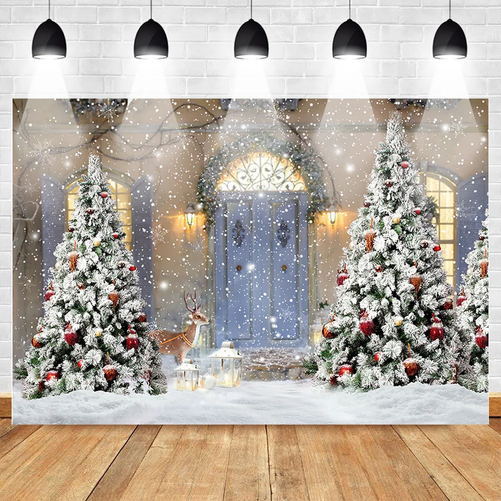 

Christmas Snowflake Photo Background for Photography Christmas Tree Winter Party Backdrop for Photo Studio Elk House Photocall
