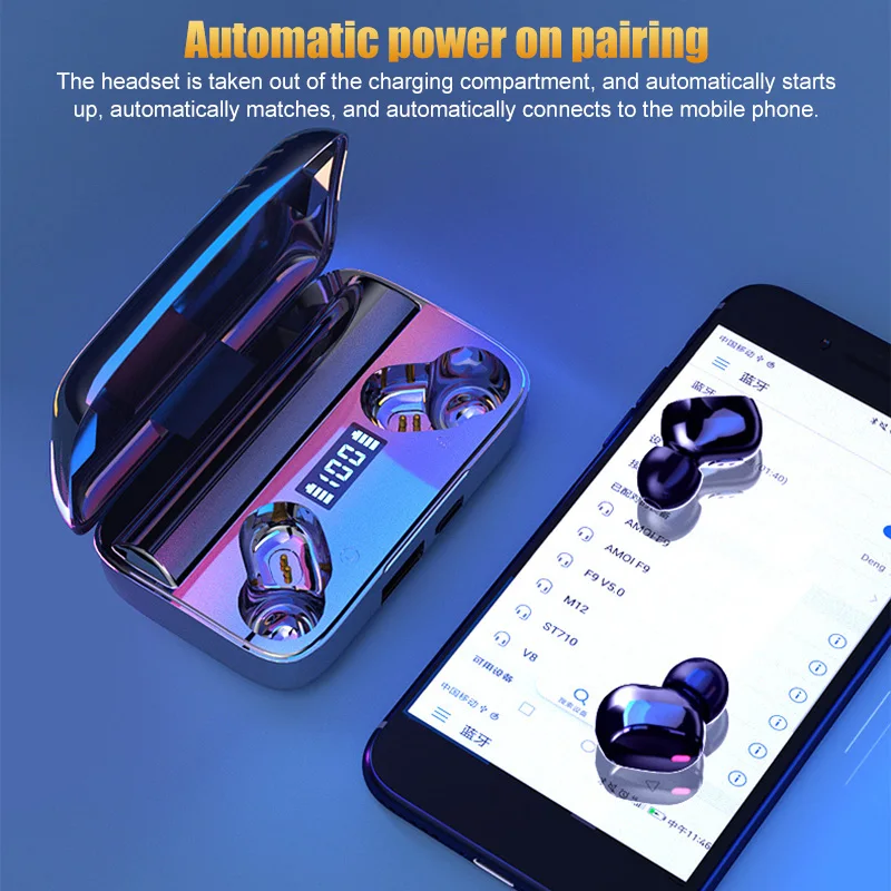

Wireless Bluetooth 5.0 Earphones Headphones Mini Earbuds Noise Reduction Waterproof Headset NC99