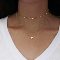 fashion multilayer beads heart charm choker necklace chain women party jewelry clavicle necklace chain choker women fashion mult