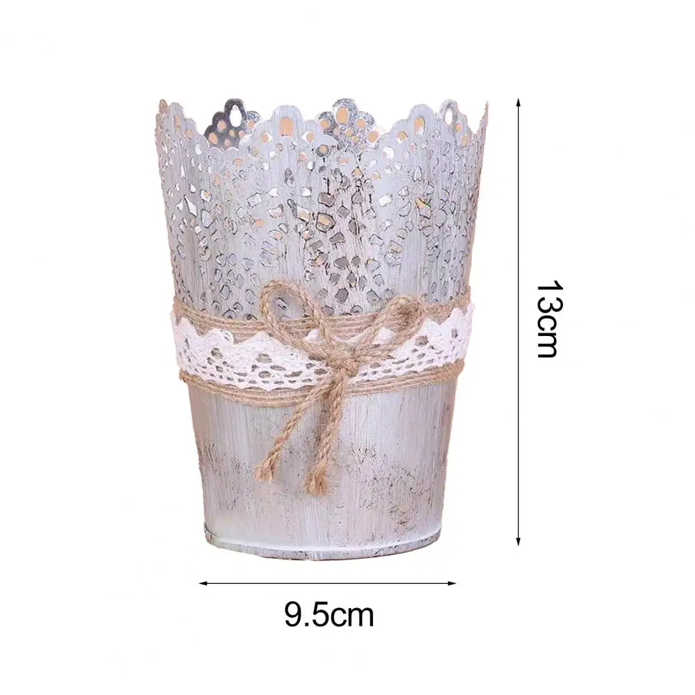 

Flower Pot Lace Floral Retro Iron Beautiful Plant Decor Flower Holder for Yard Garden