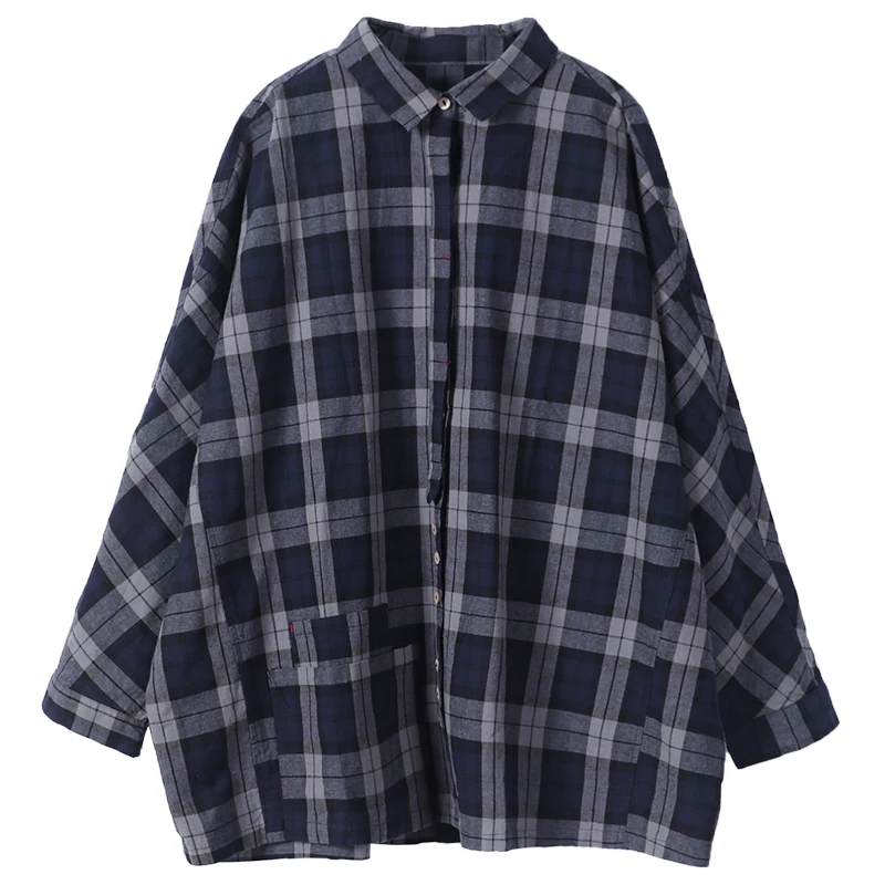 

IEQJ Spring Autumn New Bat Sleeve Turn-down Collar Lattice Long Sleeve Casual Fashion Women's Shirt Oversized 3AC436