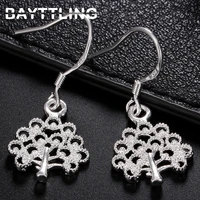 bayttling 30mm silver color luxury tree of life drop earrings for lady woman glamour party jewelry earrings gift