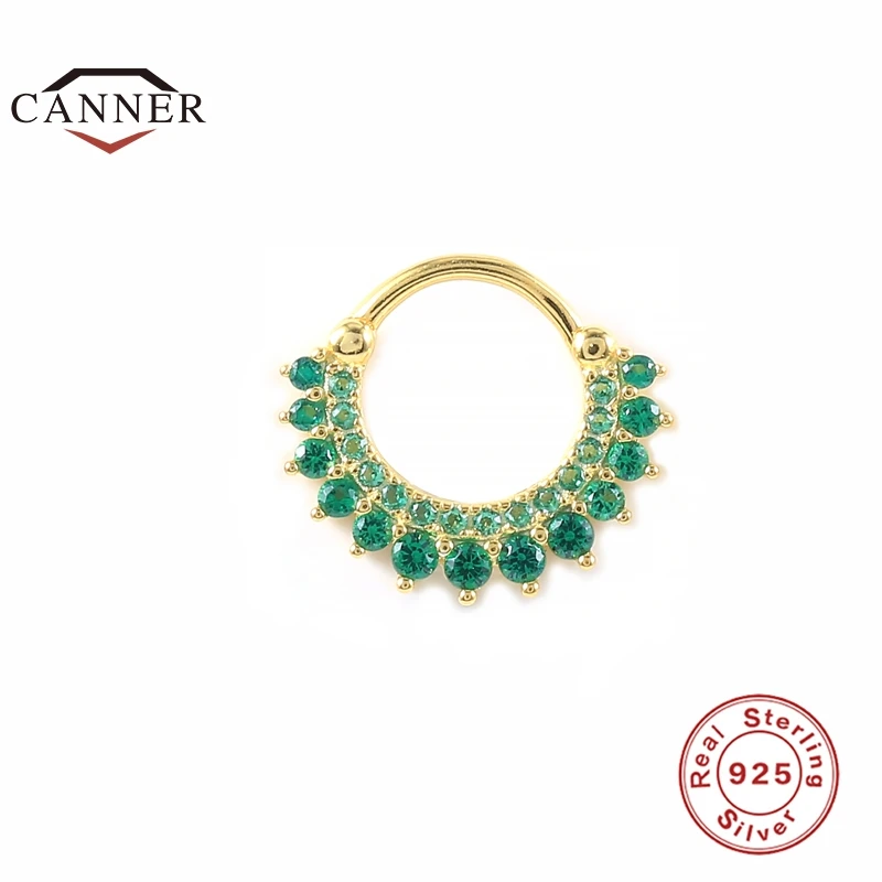 

CANNER Small Ear Stud 925 Sterling Silver Stud Earrings for Women Green Zircon Piercing Cartilage Earring Gifts Fine Jewelry