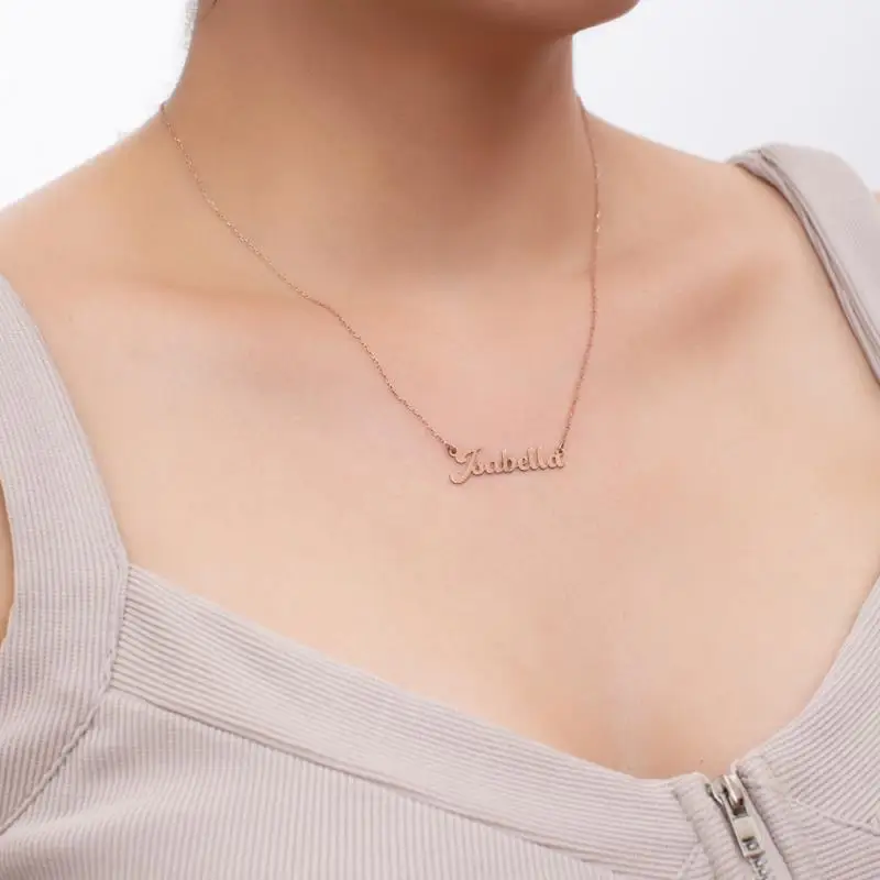 Custom Name Necklaces Stainless Steel Gold Choker Personalized Name Nameplate Pendant Necklaces For Women Birthday Gifts