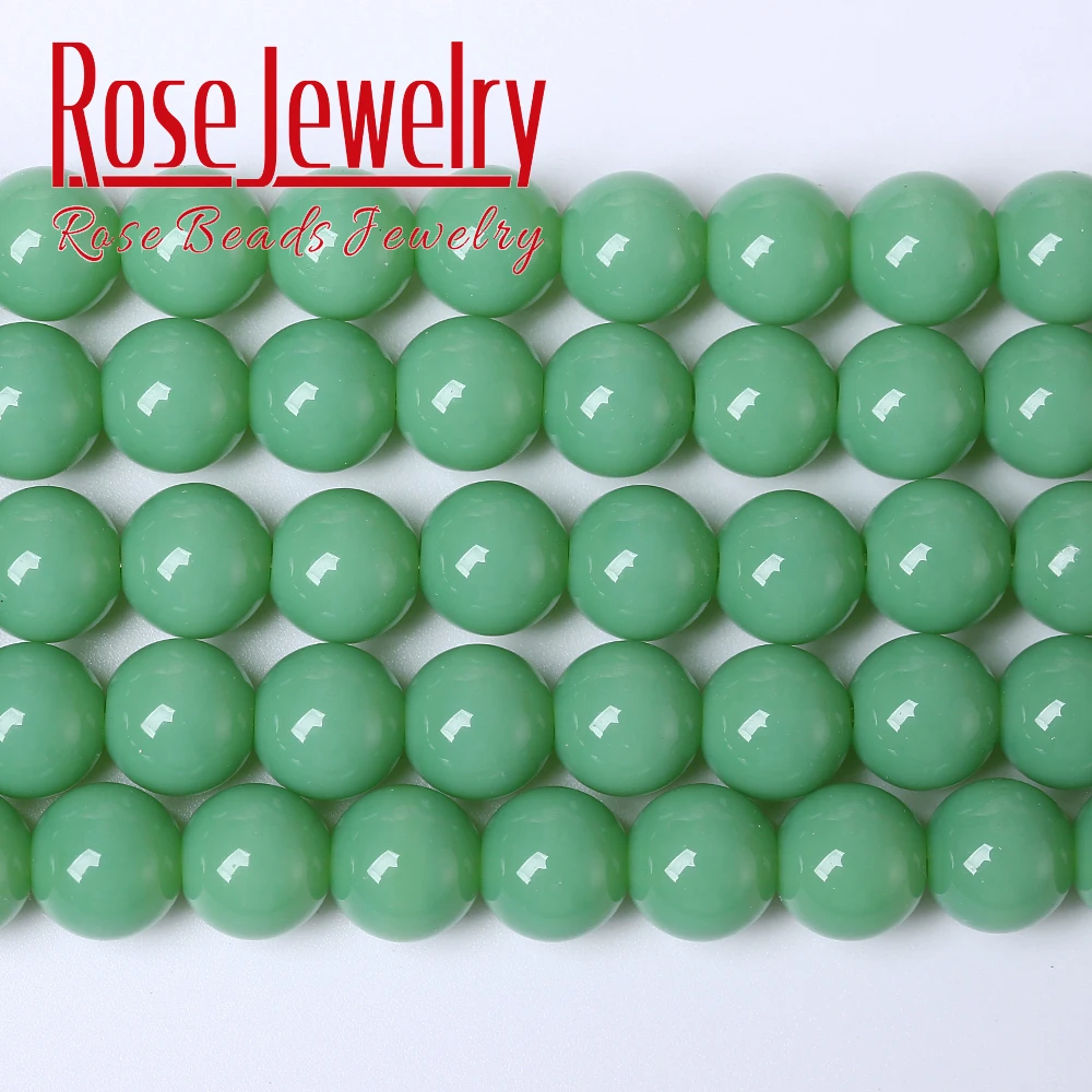 Круглые бусины из натурального зеленого камня для изготовления ювелирных