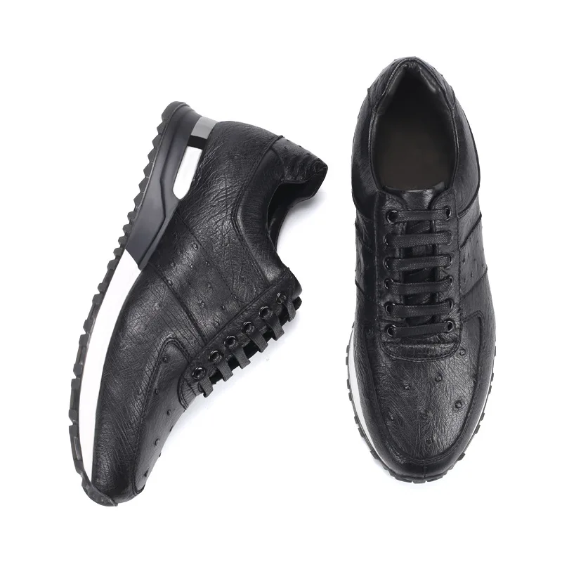 Кроссовки мужские на шнуровке натуральная страусиная кожа повседневная обувь