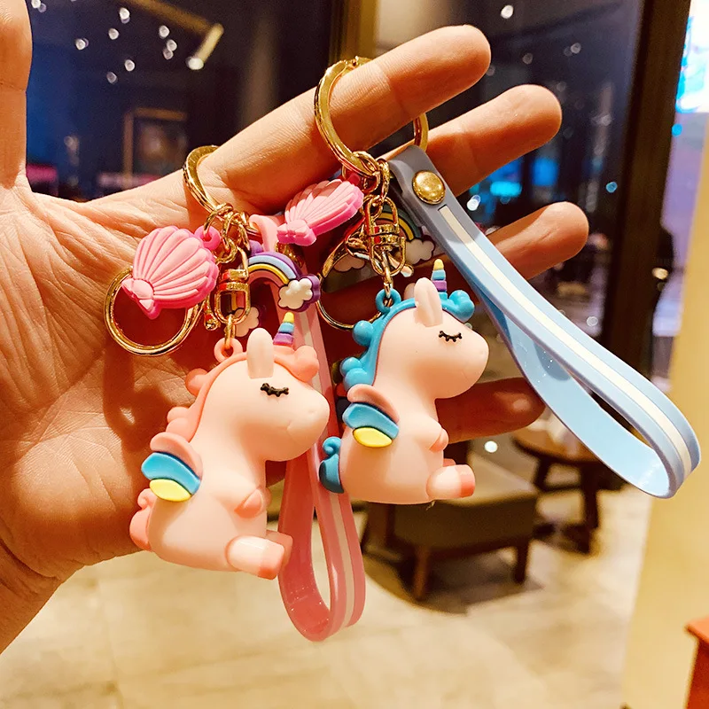 

Kawaii Cartoon Pony Unicorn Keychain Creative DIY Couple Key Chain Car Accessories Schoolbag Bag Pendant Keychains