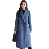 woolen women jacket coat long slim blend outerwear 2022 new autumn winter wear overcoat female ladies wool coats jacket clothes