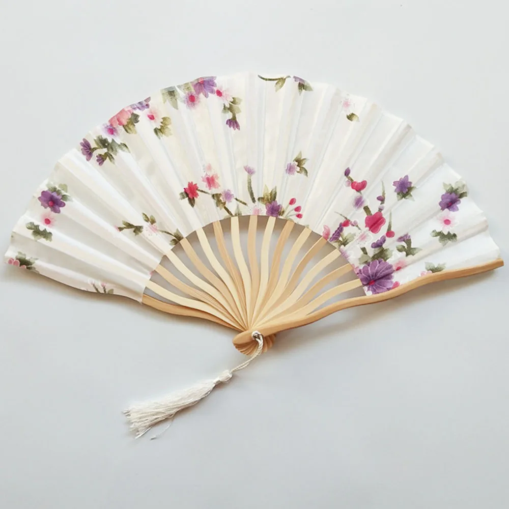 Китайский Японский складной Ручной Веер Черный Шелковый цветок сливы бамбуковый