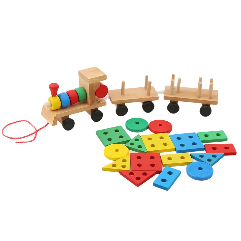 Автомобиль деревянные блоки поезд раннего образования ребенок Деревянный