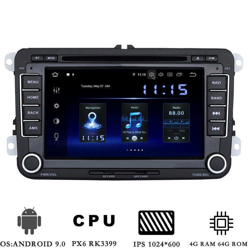 Android 10 0 автомобильное радио для VW Passat Golf SCIROCCO JETT DVD плеер 2 Din мультимедиа DSP HD экран