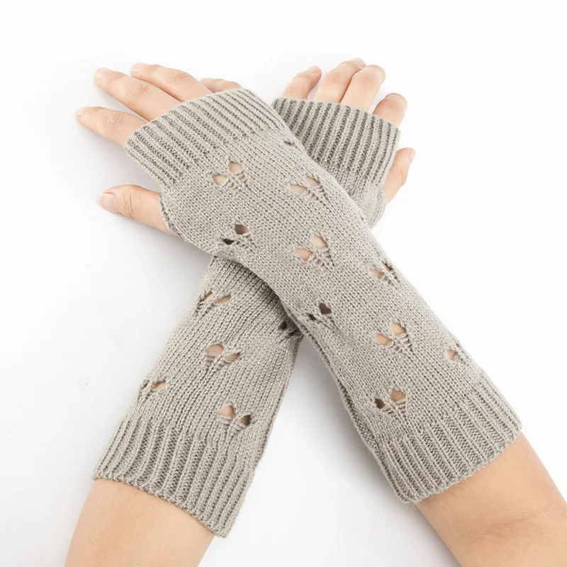 

Women Stylish Winter Gloves Arm Crochet Knitting Hollow Heart Mitten Warm Fingerless Gloves Winter Gloves Winter Gloves