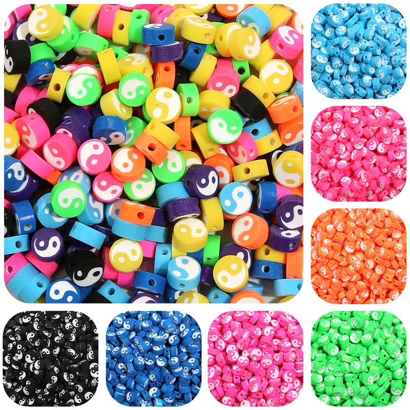

30Pcs/Lot 10MM Polymer Clay Child Puzzle Beads For DIY Bohemia Bracelet Jewelry Hand Making Accessories Flat Loose Spacer Bead