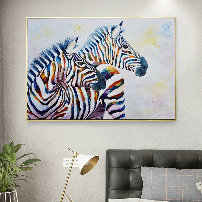

RELIABLI ART Colorful Zebra Poster Canvas Painting Wall Art For Living Room Animal Posters And Prints Modern Home Decoration