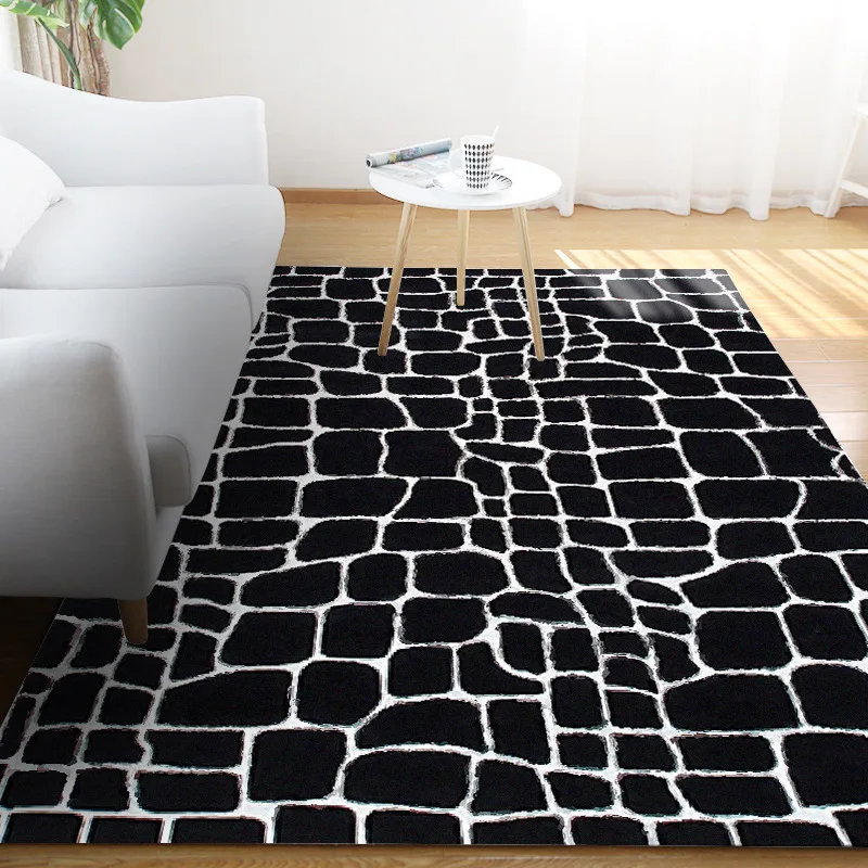 

Soft Flannel Black White 3D Printing Large Carpets For Living Room Bedroom Area Rugs Mats Carpet Kitchen Floor Antislip Hallway