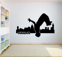 parkour wall decal boy bedroom decor extreme sports vinyl stickers jumping street cities street sport decals for man cave d955