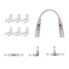 Неоновый светильник, светодиодная лента для 14 мм, трубка 220 В, 360, Круглый, два провода, прямой, средний разъем, L T, I Форма, зажимы, аксессуары