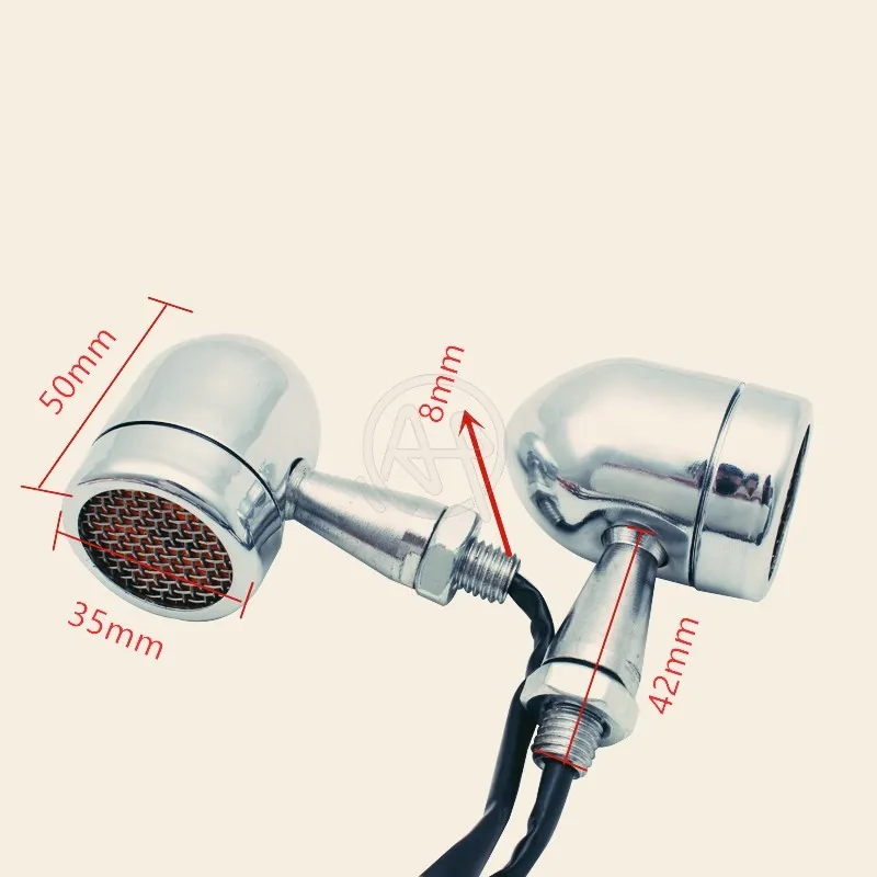 1 пара 10 мм черный/Хромированный Светодиодный стоп-сигнал для мотоцикла