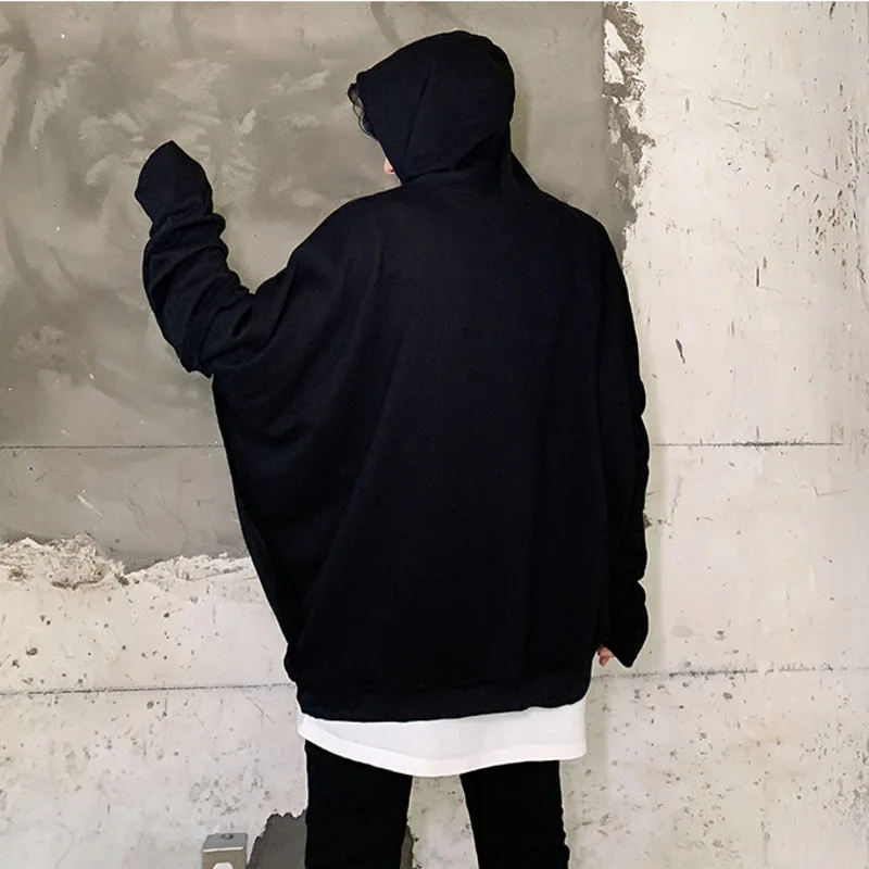 Мужская Асимметричная Толстовка IEFB/с косым подолом Свободный пуловер с длинным