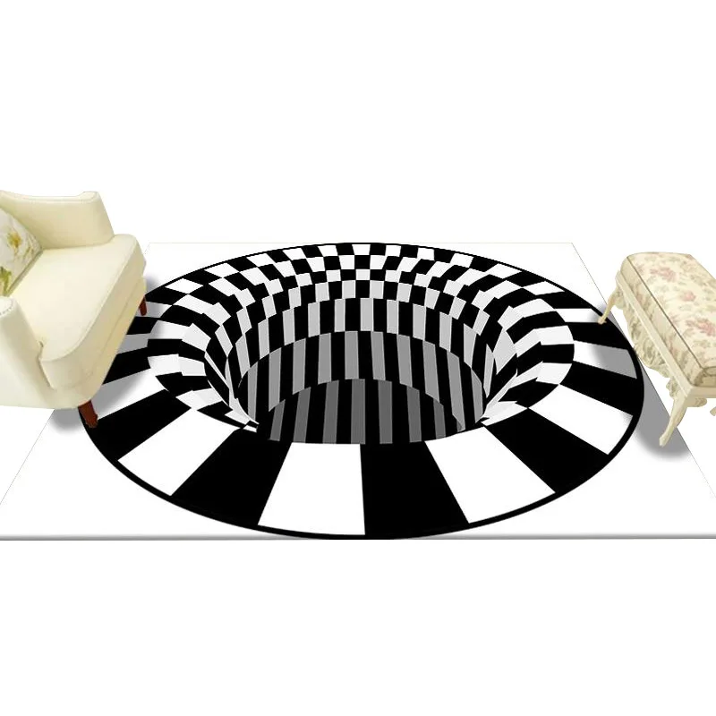 

Square Carpet 3D Stereo Vision Carpet Anti-Skid Vortex Illusion Pattern Floor Pad Simple Modern Style Home Bedroom Floor Mats
