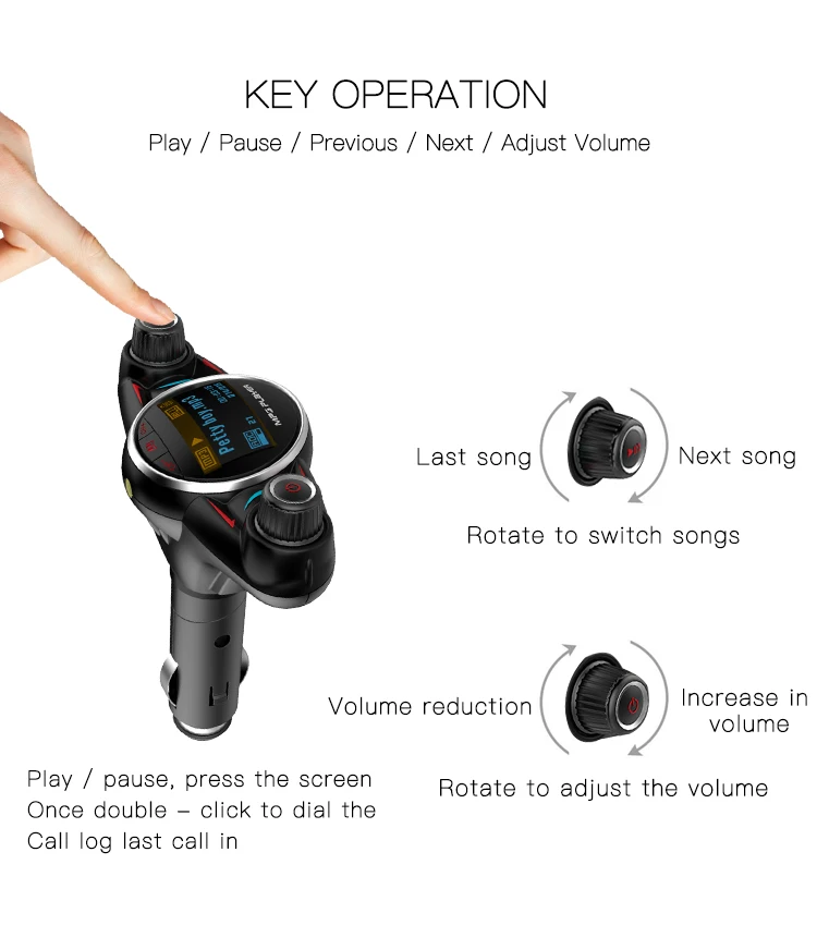Bluetooth аудио mp3 плеер FM передатчик Aux модулятор автомобильный комплект громкой