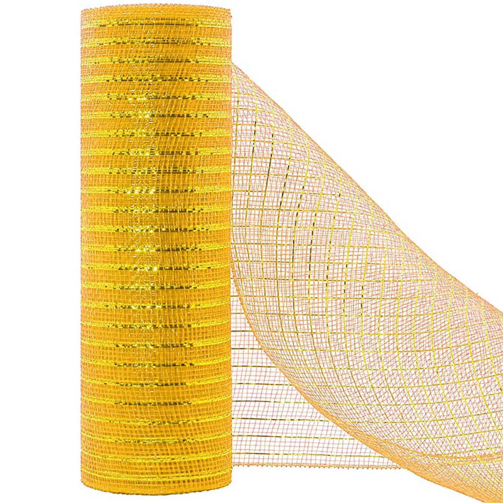 Полимерная сетчатая лента с металлической фольгой в каждой рулоне Золотая