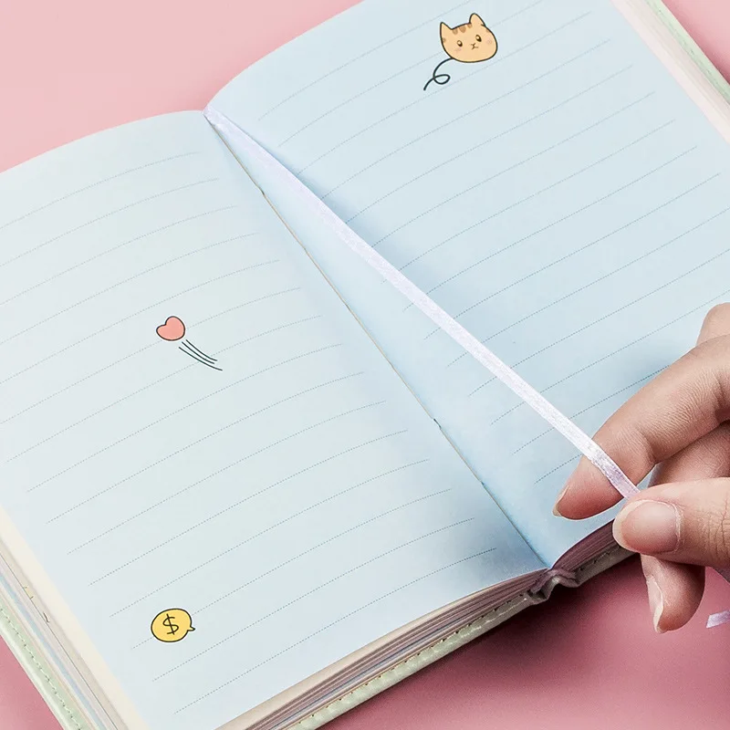 

Student Notebook Cute Cartoon Pattern Diary Leather Cover Journal Portable Notepad Suitable for School Supplies for Boys and Gir