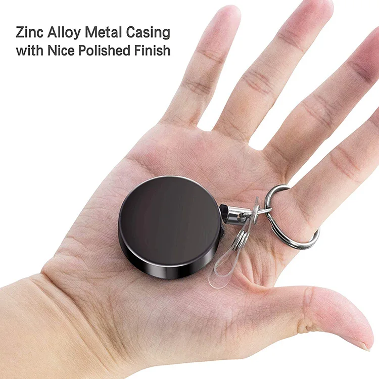

2pcs/set Badge Holder Reel Key Ring Retractable Pull Key Chains ID Name Card Metal Heavy Duty Office Lanyard