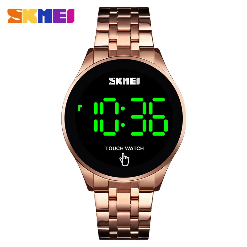 rose gold SKMEI мужские часы спортивные со стальным ремешком водонепроницаемые Модные электронные с сенсорным экраном светодиодный цифровые часы мужские наручные часы с датой мужские часы - Цвет: rose gold
