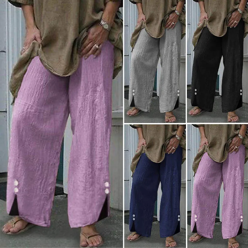 Брюки ZANZEA женские осенние винтажные боты широкие брюки Pantalon Femme длинные брюки Плюс Размер повседневные рабочие брюки уличная