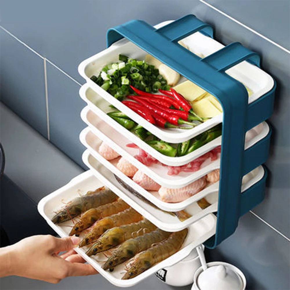 

Wall-Mounted Preparation Plate Portable Non-Perforated Rectangular Side Dishes Household Hot Pot Plate Kitchen Tray Compartment