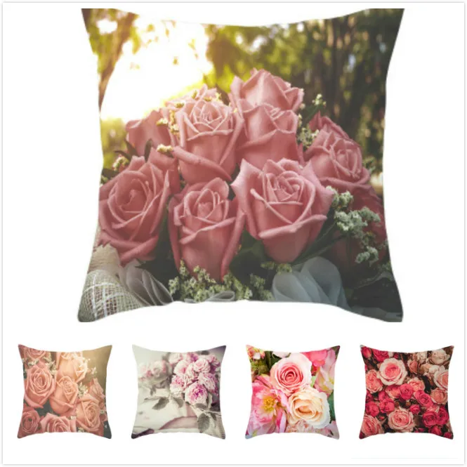 Наволочка для подушки из цветной персиковой кожи наволочка с розами и цветком
